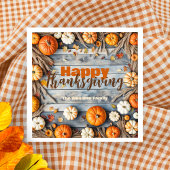 Herfst pompoenen en bladeren op houten Thanksgivin Servet