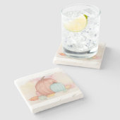 Herfst Pompoenen en bladeren Stenen Onderzetter (Zijkant)