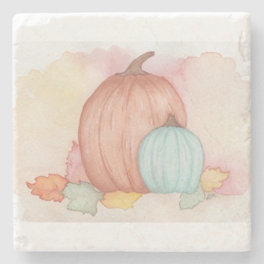 Herfst Pompoenen en bladeren Stenen Onderzetter (Voorkant)