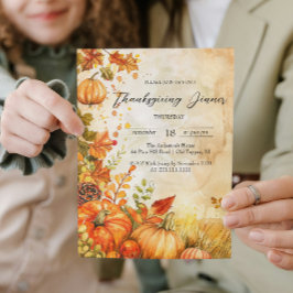 Herfst Pompoenen en bladeren Thanksgiving Diner Kaart