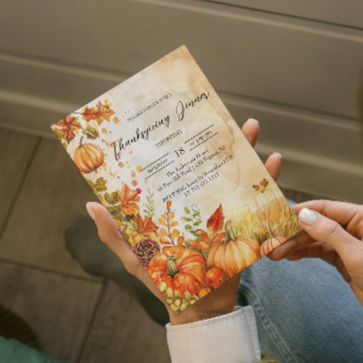 Herfst Pompoenen en bladeren Thanksgiving Diner Kaart