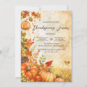 Herfst Pompoenen en bladeren Thanksgiving Diner Kaart (Voorkant)