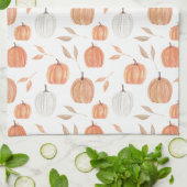 Herfst pompoenen en bladeren theedoek (Gevouwen)