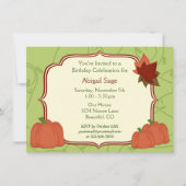 Herfst pompoenen en bladeren verjaardag uitnodigin kaart (Voorkant)