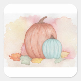 Herfst Pompoenen en bladeren Vierkante Sticker