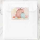 Herfst Pompoenen en bladeren Vierkante Sticker (Tas)