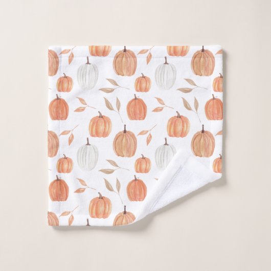Herfst pompoenen en bladeren washandje (Wasdoekje)