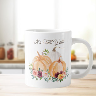 Herfst Pompoenen en Bloemen Grote Koffiekop
