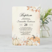 Herfst pompoenen en bloemen in landelijke stijl kaart (Staand voorkant)