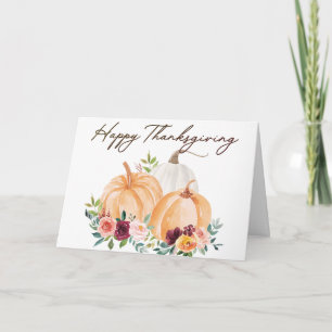 Herfst Pompoenen en Boho Bloemen Groet Kaart