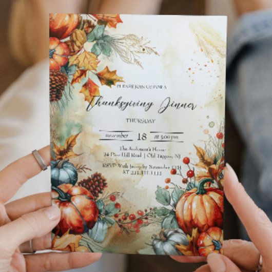 Herfst pompoenen en dennenappels Thanksgiving Kaart