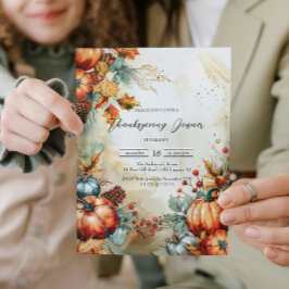 Herfst pompoenen en dennenappels Thanksgiving Kaart