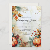 Herfst pompoenen en dennenappels Thanksgiving Kaart (Voorkant / Achterkant)