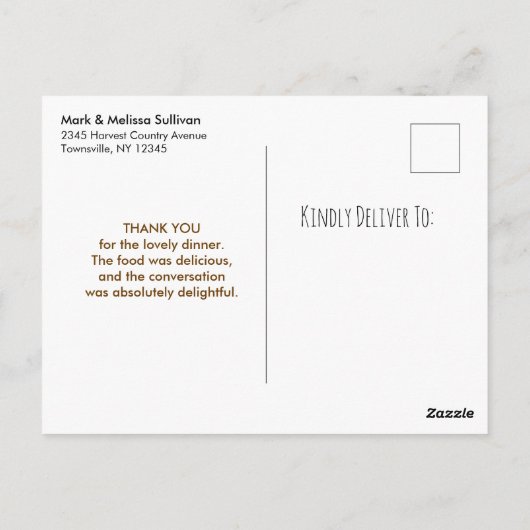 Herfst pompoenen en herfst gebladerte dank u briefkaart (Achterkant)