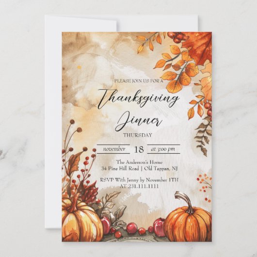 Herfst pompoenen en Hues Thanksgiving Kaart (Voorkant)