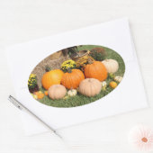 Herfst pompoenen en mama's ovale sticker (Envelop)