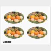 Herfst pompoenen en mama's ovale sticker (Vel)
