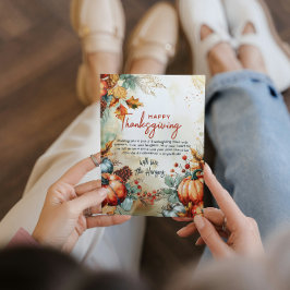 Herfst pompoenen en Pine Cones Thanksgiving Custom Feestdagenkaart