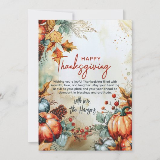 Herfst pompoenen en Pine Cones Thanksgiving Custom Feestdagenkaart (Voorkant)