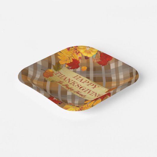 Herfst pompoenen en pompen op betonnen Thanksgivin Papieren Bordje (Gebogen)