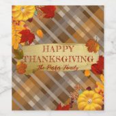 Herfst pompoenen en pompen op betonnen Thanksgivin Wijn Etiket (Enkel label)