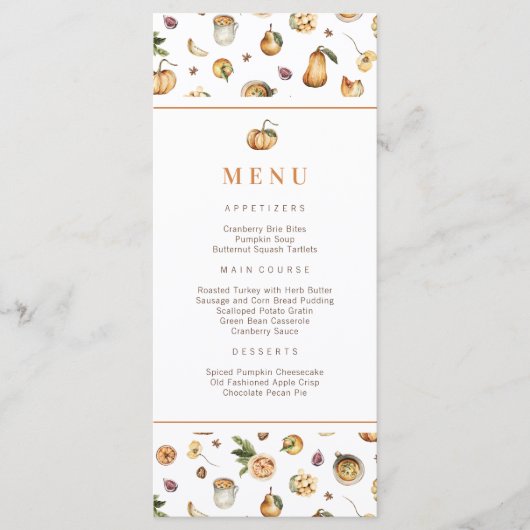 Herfst Pompoenen Friendsgiving Thanksgiving Menu (Voorkant)