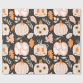 Herfst Pompoenen Ghost Skeleton Wrapping Paper Cadeaupapier (Vlak)