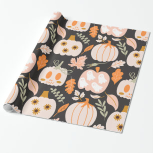 Herfst Pompoenen Ghost Skeleton Wrapping Paper Cadeaupapier