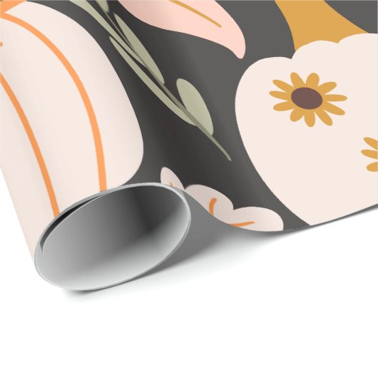 Herfst Pompoenen Ghost Skeleton Wrapping Paper Cadeaupapier (Rol Hoek)