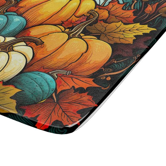 Herfst pompoenen glassnijplank snijplank (Hoek)