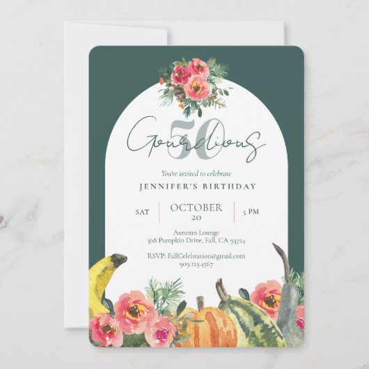 Herfst Pompoenen Green Gourdious 50ste Verjaardags Kaart (Voorkant)