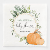 Herfst pompoenen groen goud eucalyptus baby shower servet (Voorkant)