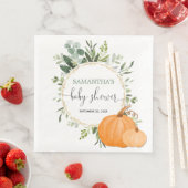 Herfst pompoenen groen goud eucalyptus baby shower servet (Insitu)