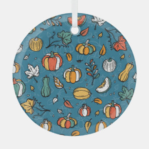 Herfst pompoenen: Hand getrokken groenten Glas Ornament