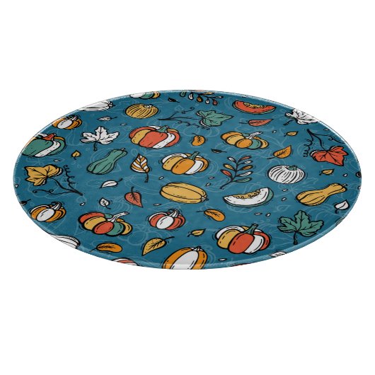 Herfst pompoenen: Hand getrokken groenten Snijplank (Hoek)