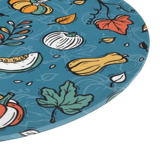 Herfst pompoenen: Hand getrokken groenten Snijplank (Hoek)