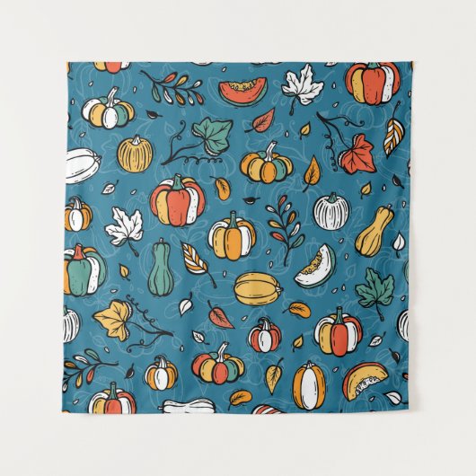 Herfst pompoenen: Hand getrokken groenten Wandkleed (Voorkant)