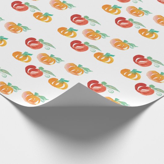 Herfst pompoenen handgeschilderd Oranje omlooppapi Cadeaupapier (Hoek)