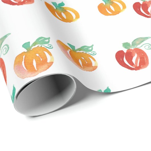 Herfst pompoenen handgeschilderd Oranje omlooppapi Cadeaupapier (Rol Hoek)