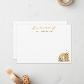 Herfst Pompoenen & Hay Bale Gepersonaliseerd Notitiekaartje (Voorkant / Achterkant in situ)