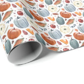 Herfst Pompoenen & Herfst Bladeren Patroon Cadeaupapier (Rol Hoek)