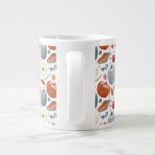 Herfst Pompoenen & Herfst Bladeren Patroon Grote Koffiekop (Achterkant)