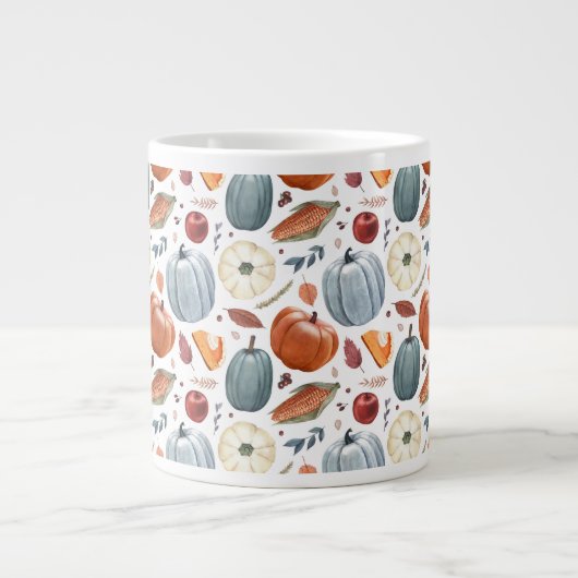 Herfst Pompoenen & Herfst Bladeren Patroon Grote Koffiekop (Voorkant)