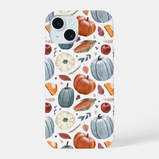 Herfst Pompoenen & Herfst Bladeren Patroon iPhone 15 Case (Achterkant)
