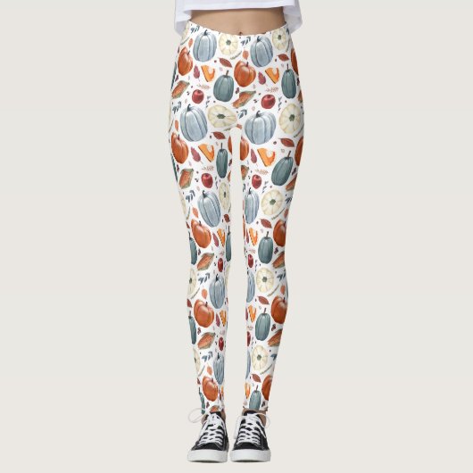 Herfst Pompoenen & Herfst Bladeren Patroon Leggings (Voorkant)