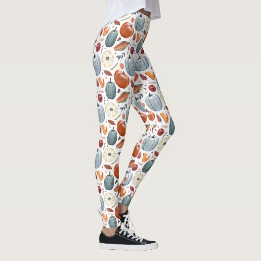 Herfst Pompoenen & Herfst Bladeren Patroon Leggings (Rechts)