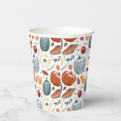 Herfst Pompoenen & Herfst Bladeren Patroon Papieren Bekers (Rechts)