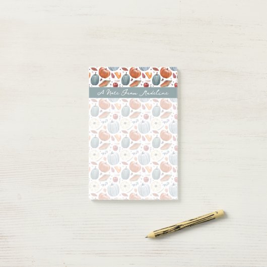 Herfst Pompoenen & Herfst Bladeren Patroon Post-it® Notes (Op bureau)