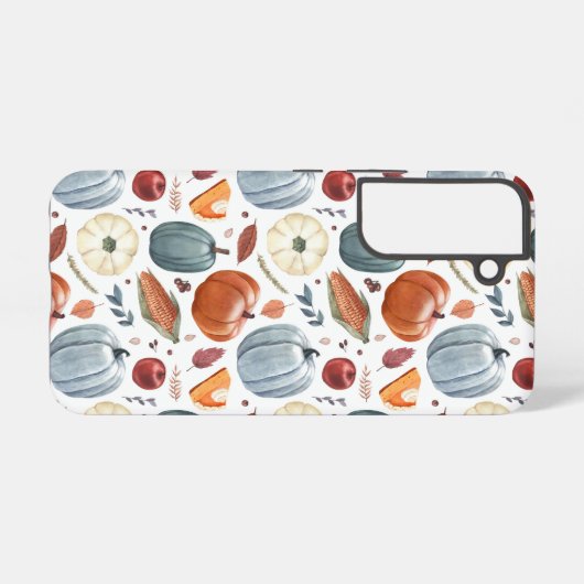 Herfst Pompoenen & Herfst Bladeren Patroon Samsung Galaxy Hoesje (Achterkant horizontaal)