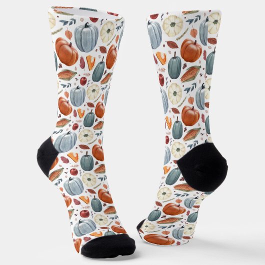 Herfst Pompoenen & Herfst Bladeren Patroon Sokken (Gebogen)